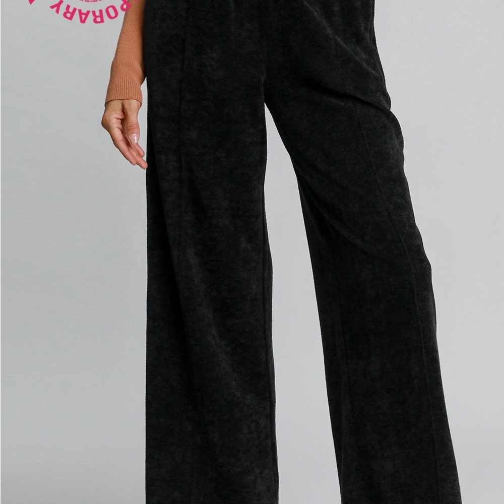 Umgee Black Wide-Leg High-Rise Pants